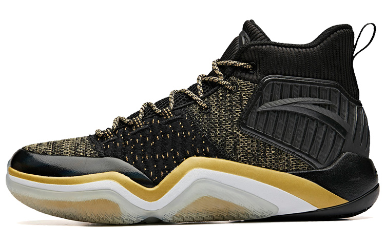 Anta High Top Basketball Shoes 'Black Gold Yellow' 11911609-6