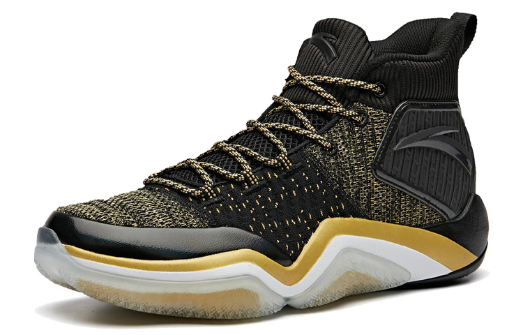 Lookbook Anta High Top Basketball Shoes 'Black Gold Yellow' 11911609-6