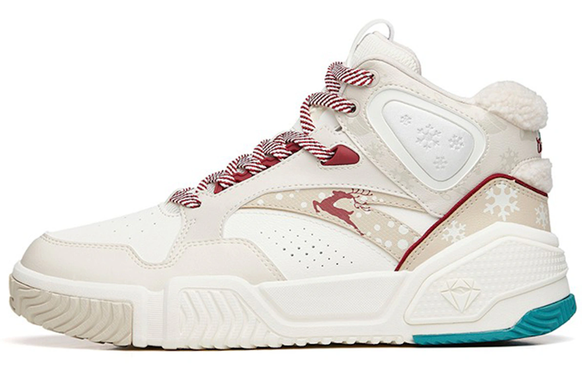 Anta High-Top Basketball Shoes 'Flame Christmas' White Grey