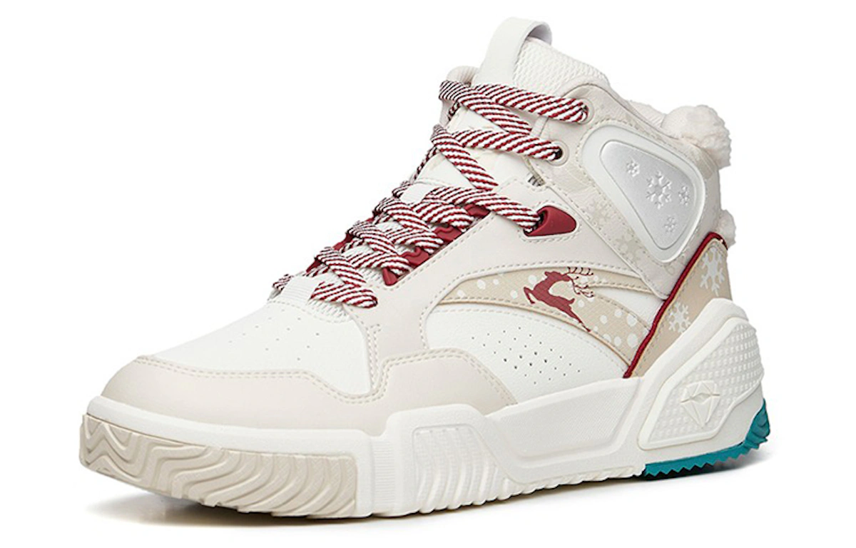 Anta High-Top Basketball Shoes 'Flame Christmas' White Grey