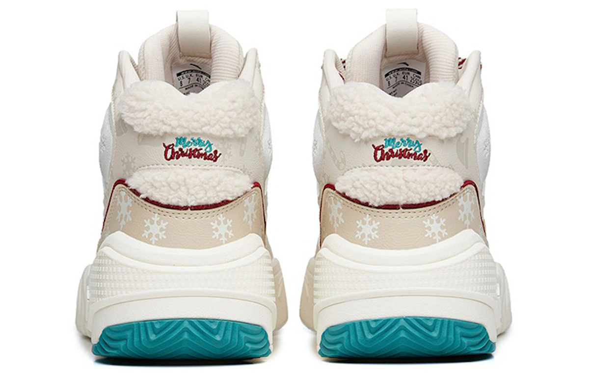 Anta High-Top Basketball Shoes 'Flame Christmas' White Grey