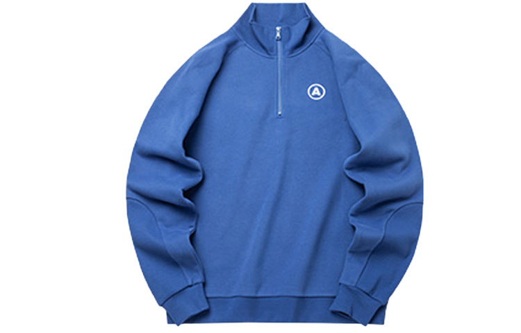 Anta Holiday Blue Half-Zip Pullover Sweatshirt with Letter Print - Unisex 952218722-1