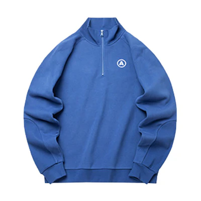 Anta Holiday Blue Half-Zip Pullover Sweatshirt with Letter Print - Unisex 952218722-1