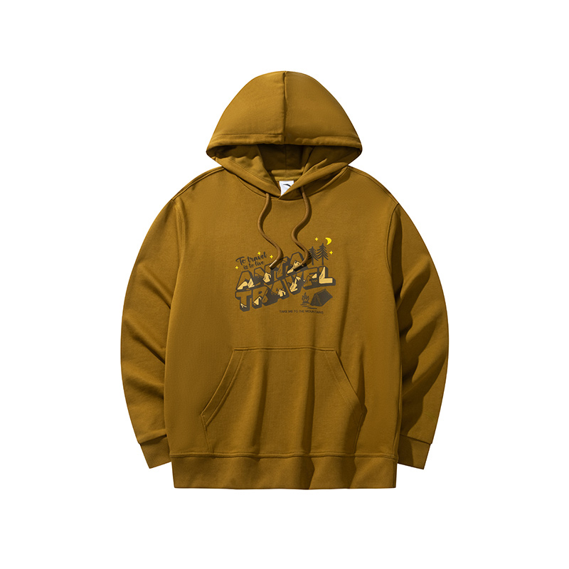 Anta Hooded Letter Print Sweatshirt Autumn Yellow 152448733U-8
