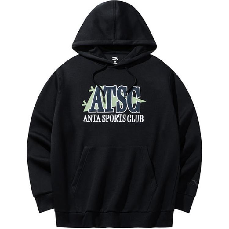 Anta Hoodie Black with Letter Print - Lifestyle Series 152438703-3