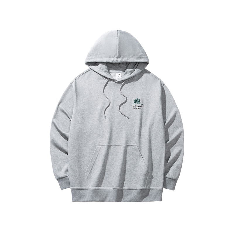 Anta Hoodie Gray Floral Print Casual Style 152448733U-3