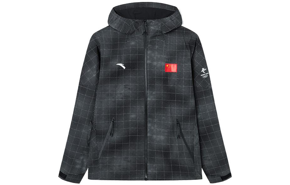 Anta Hoodie Jacket with National Flag Logo Patch - Black 152220611