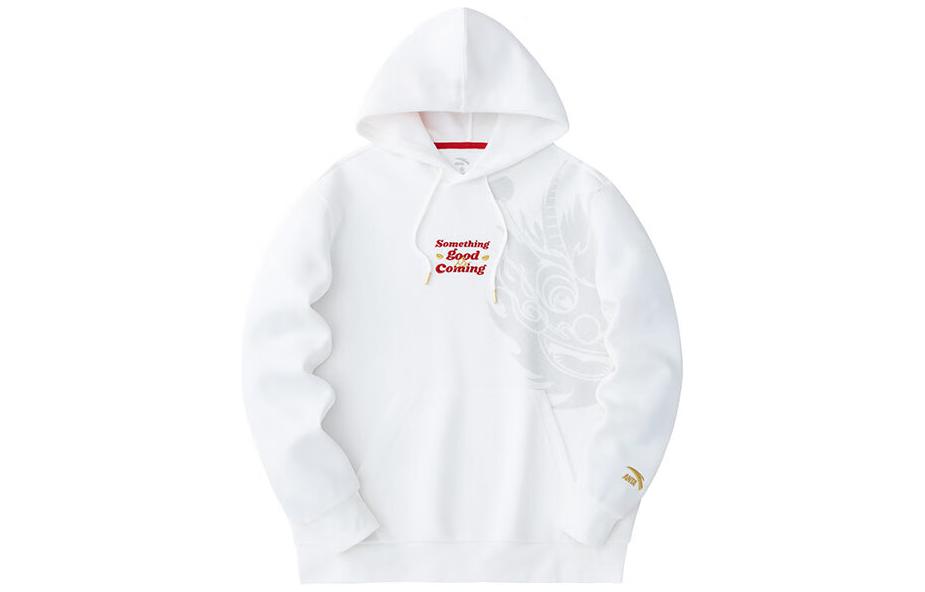 Anta Hoodie Letter Print Pullover Loose Fit - Off White 152418761-1