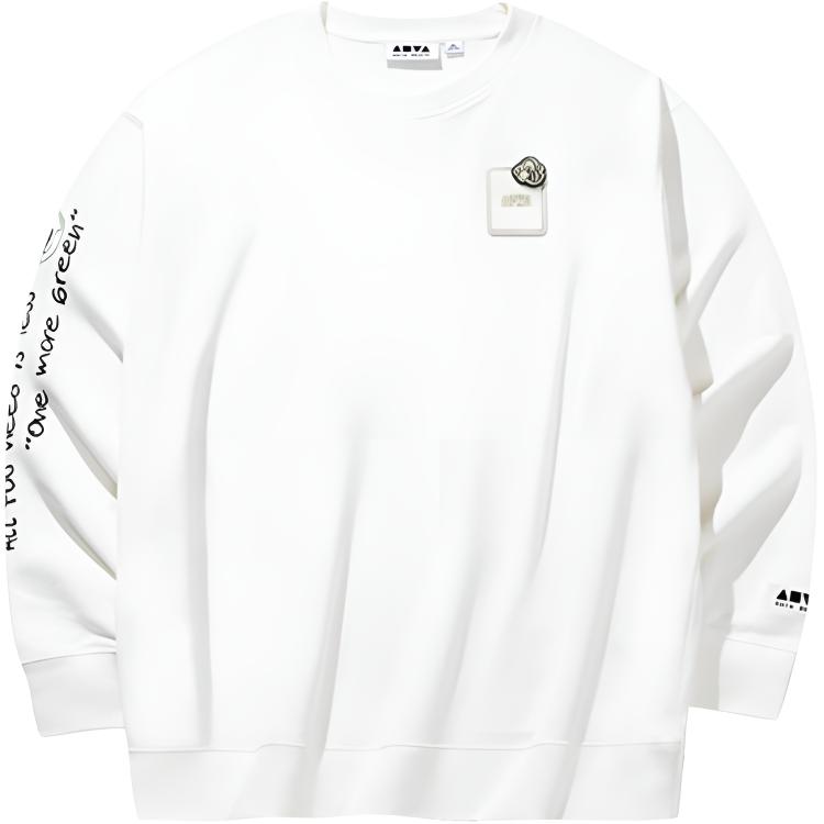 Anta Ivory White Comfortable Casual Letter Print Crewneck Sweatshirt 172438706-1