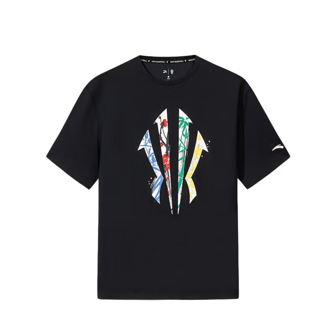 Anta Kyrie Basketball Series Floral Tee Black Unisex Casual Loose Fit T-Shirt. 172521109-4