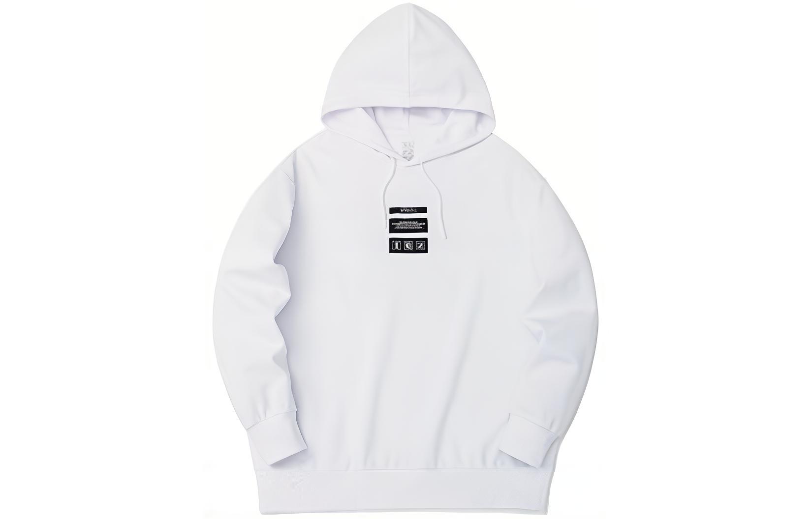 Anta Letter Embroidered Drawstring Sweatshirt Unisex - Pure White 152311749-1