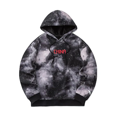 Anta Letter Galaxy Print Pullover Hoodie Unisex - Basic Black 162140701-1