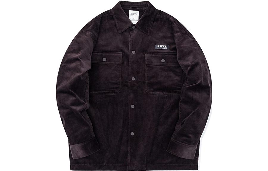 Anta Letter Print Button-Up Polo Jacket Long Sleeve Cocoa Brown Unisex 172248604-3