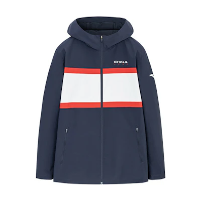 Anta Letter Print Colorblock Zip Hoodie Jacket Midnight Blue 152317604-1