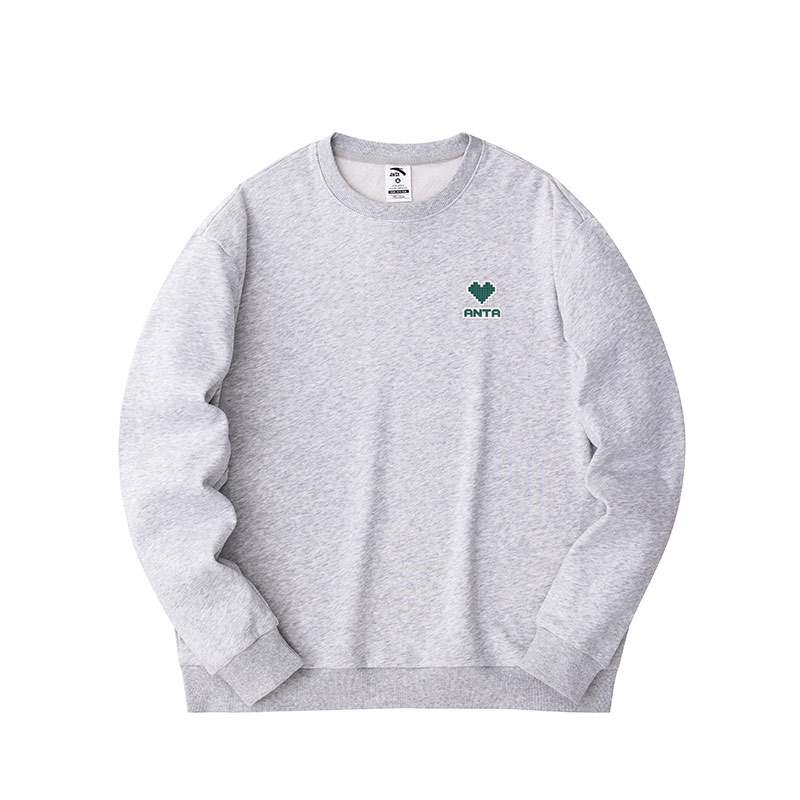 Anta Letter Print Crewneck Casual Long-Sleeve Sweatshirt Unisex H105BY Gray 972418701-1