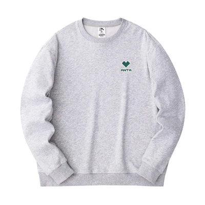 Anta Letter Print Crewneck Casual Long-Sleeve Sweatshirt Unisex H105BY Gray 972418701-1