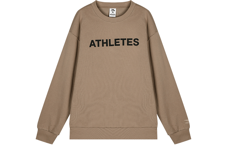 Anta Letter Print Crewneck Fleece Sweatshirt Unisex - Withered Wood Color 972348714-1