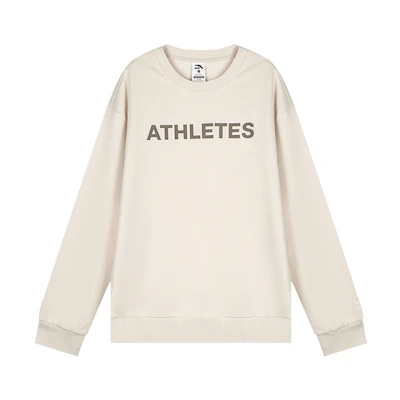 Anta Letter Print Crewneck Fleece Sweatshirt Unisex Sand Gray Casual Series 972348714-3