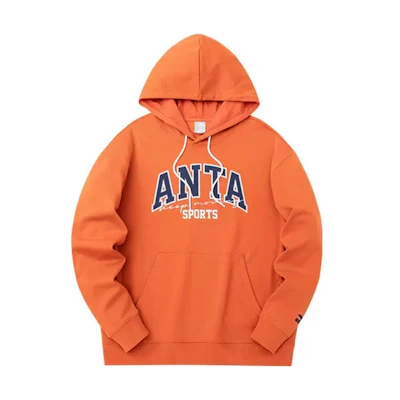 Anta Letter Print Drawstring Long-Sleeve Sweatshirt Flash Orange 152318709-4