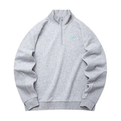 Anta Letter Print Half-Zip Sports Sweatshirt Unisex Grey 952218722-2
