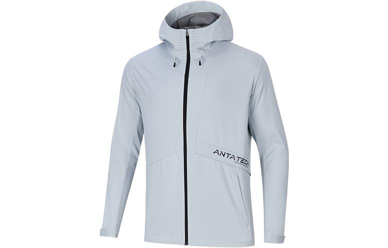 Anta Letter Print Hoodie Jacket Morning Gray Blue 952317610-1