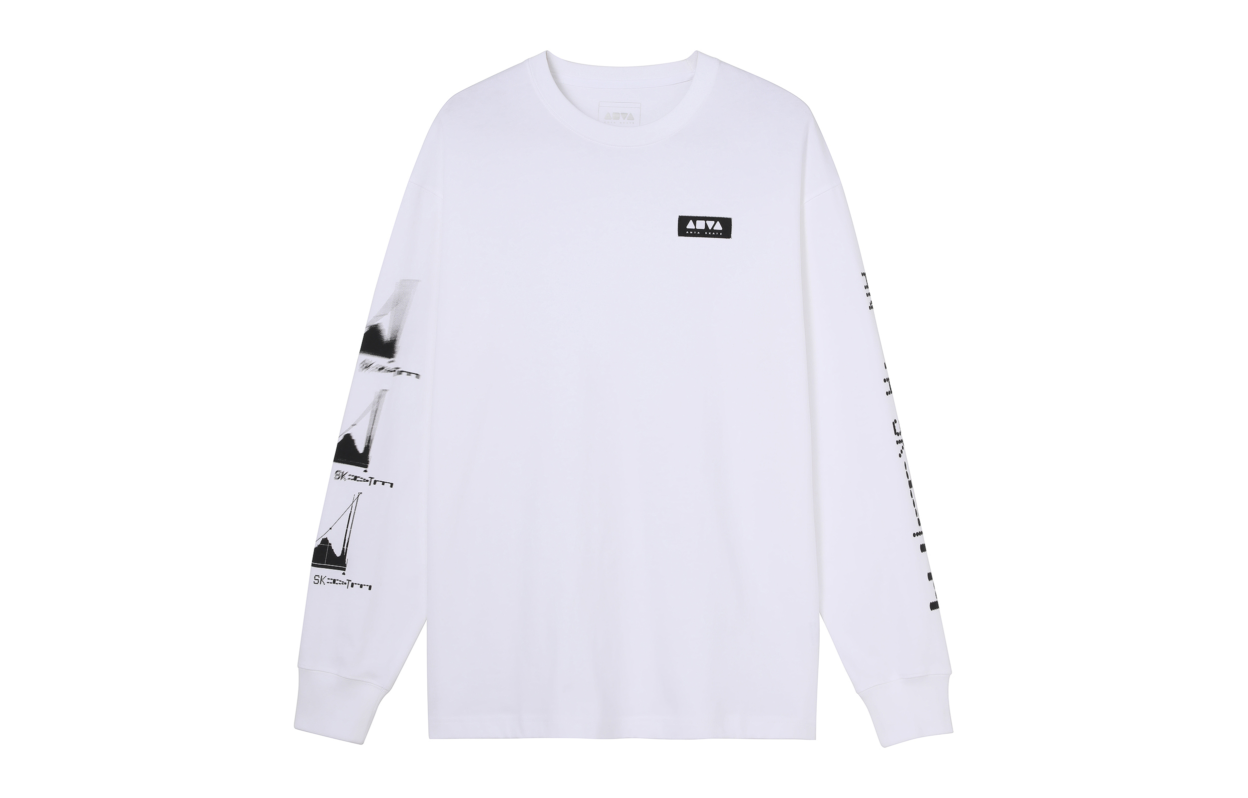 Anta Letter Print Logo Crewneck Knit Sweatshirt Unisex Snowflake White 172238717-1