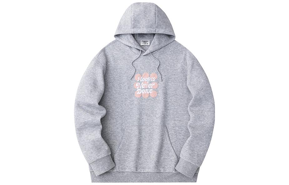 Anta Letter Print Pullover Hoodie Gray 952411710-2