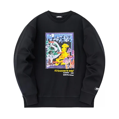 Anta Letter Print Pullover Sweatshirt Unisex Basic Black 172248713-2