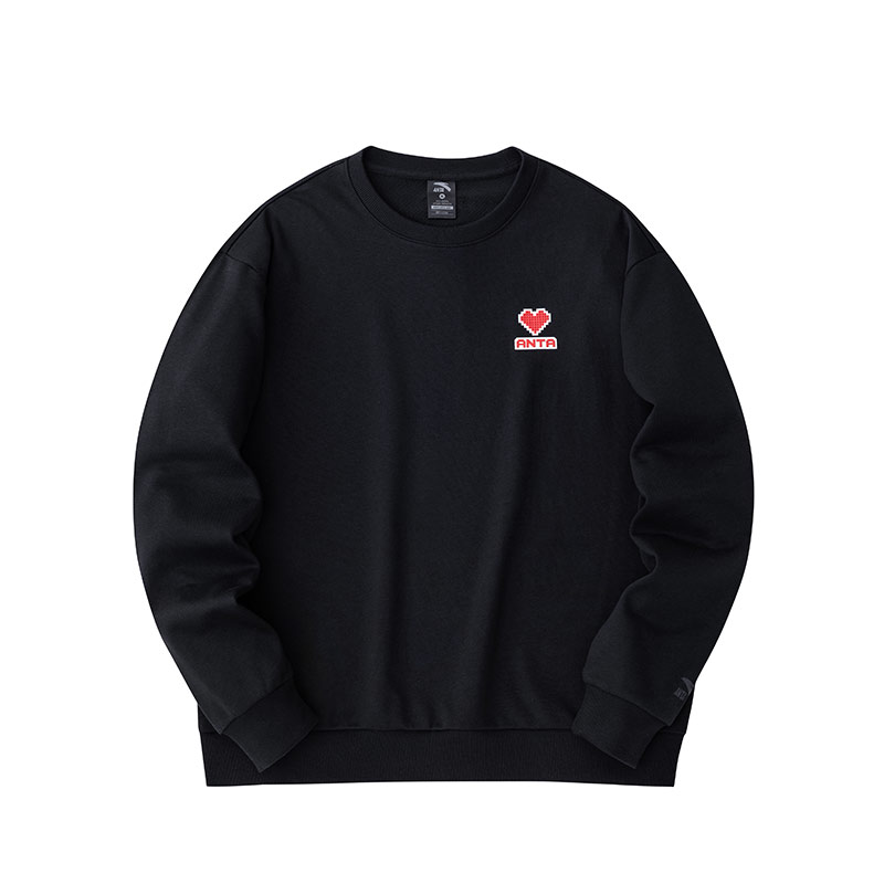 Anta Letter Print Unisex Casual Long-Sleeve Sweatshirt - Basic Black 972418701-3