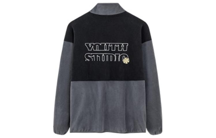 Anta Letter Print Zipper Fleece Jacket Unisex Couple Style - Black 952238708-3