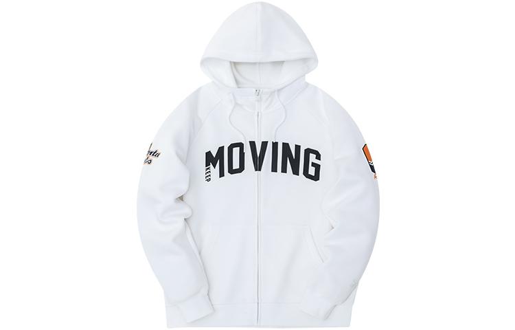 Anta Letter Print Zipper Hoodie Jacket Snowflake White 152248731S-2