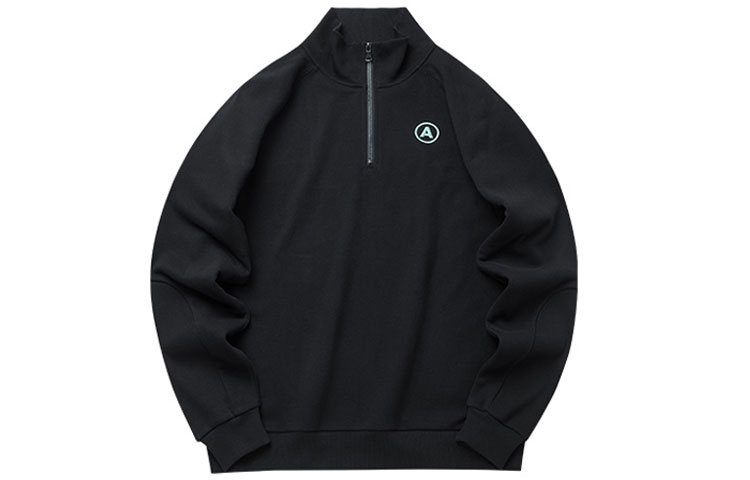 Anta Letter Printed Half-Zip Sweatshirt Black (Unisex) 952218722-3