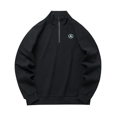 Anta Letter Printed Half-Zip Sweatshirt Black (Unisex) 952218722-3