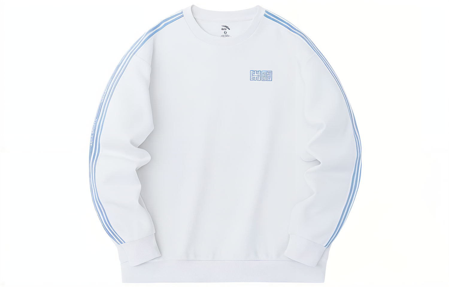 Anta Letter Striped Pullover Sweatshirt Unisex - Barley White 972338713-1