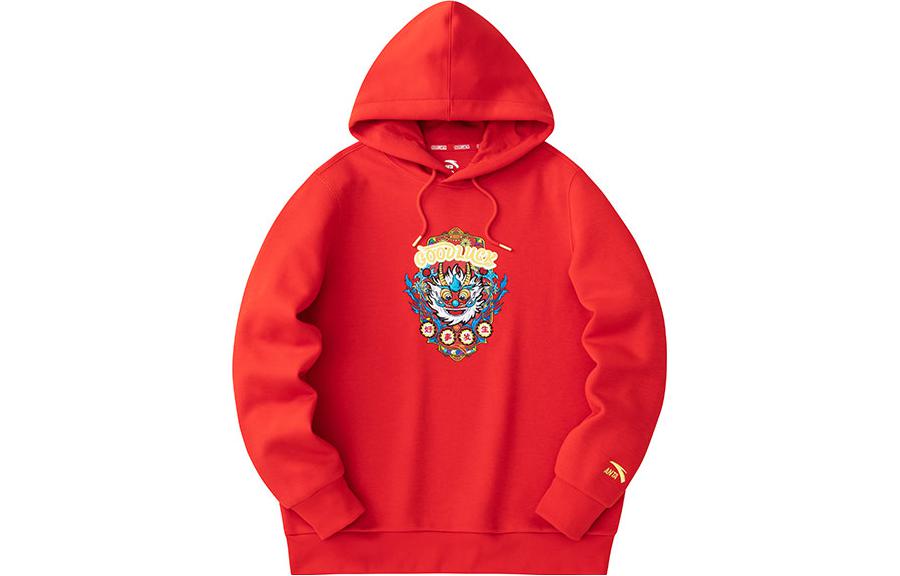 Anta Life Cartoon Hoodie Pullover Loose Fit Rich Red 152418746-2