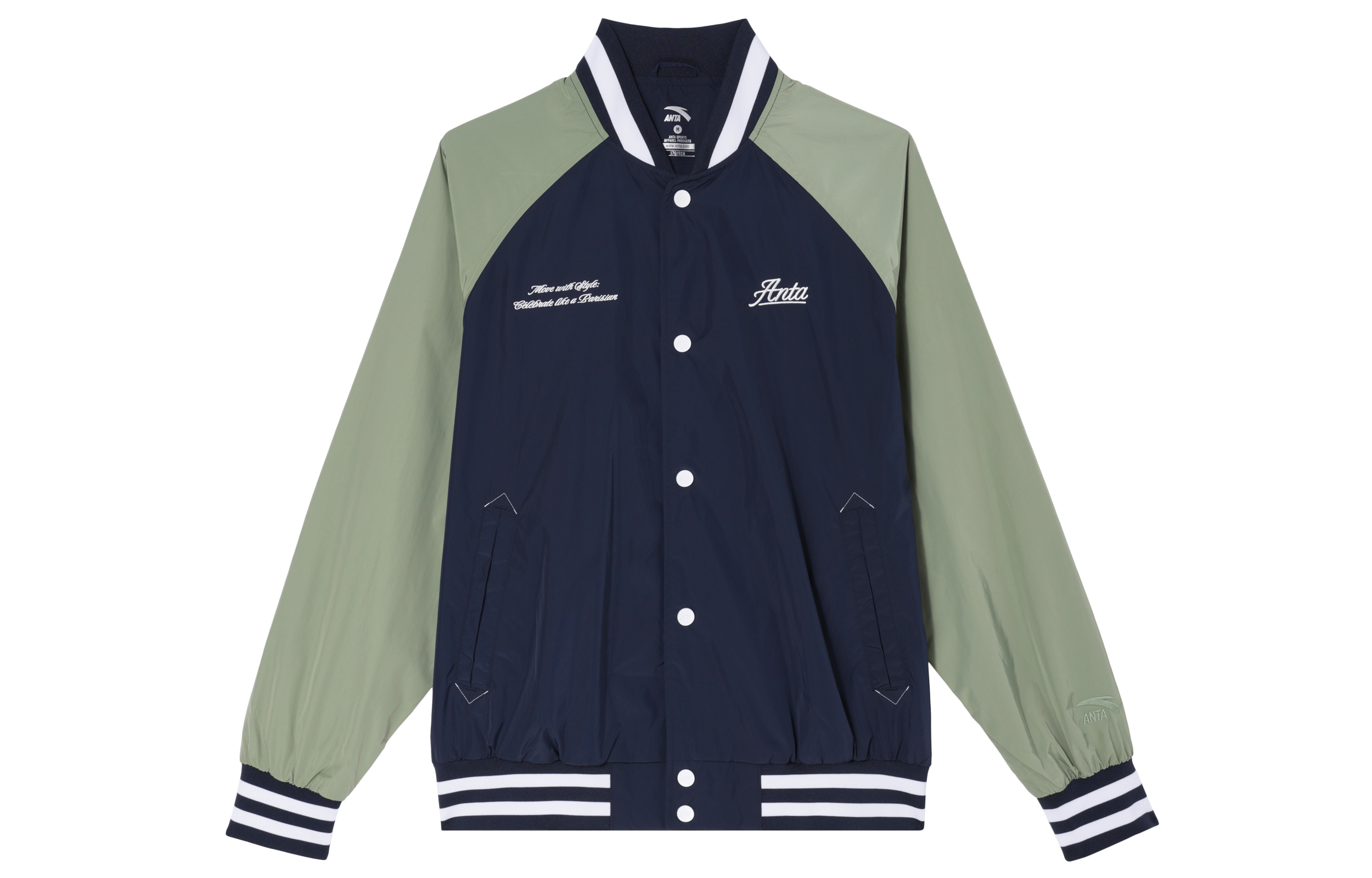 Anta Life Series Colorblock Letter Print Long Sleeve Jacket - Midnight Blue 152438607-2