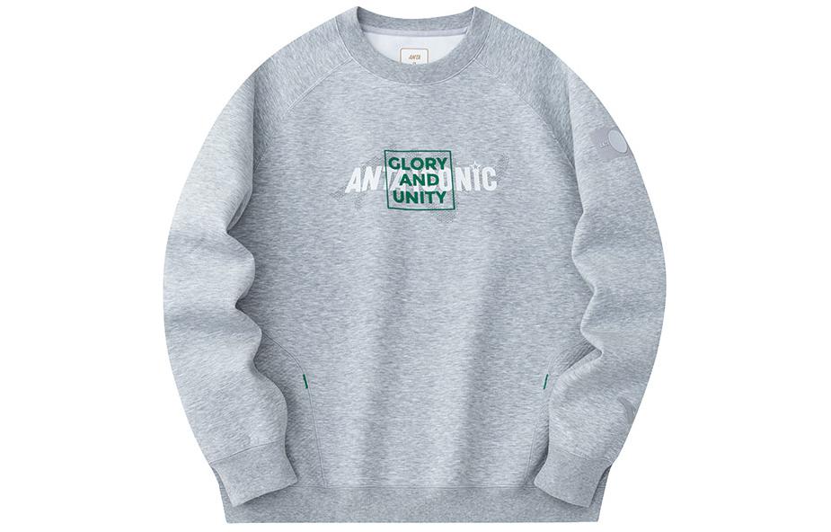 Anta Life Series Letter Crewneck Sweatshirt Unisex - Light Gray 172418704-2