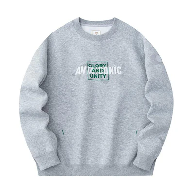 Anta Life Series Letter Crewneck Sweatshirt Unisex - Light Gray 172418704-2