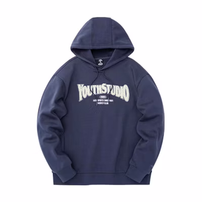 Anta Life Series Logo Print Hoodie Deep Mineral Blue Unisex 952248702-3