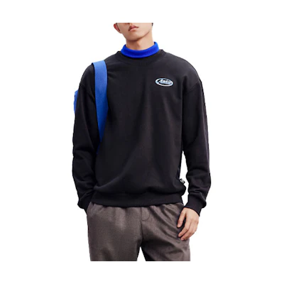 Anta Life Series Unisex Crewneck Sweatshirt Black with Embroidered Logo 952248703-7