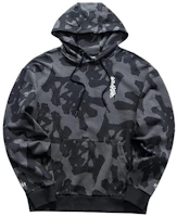 Anta Lifestyle All-Over Letter Print Pullover Hoodie Black Mens 952039715-1 Anta Lifestyle All-Over Letter Print Pullover Hoodie Black Mens 952039715-1