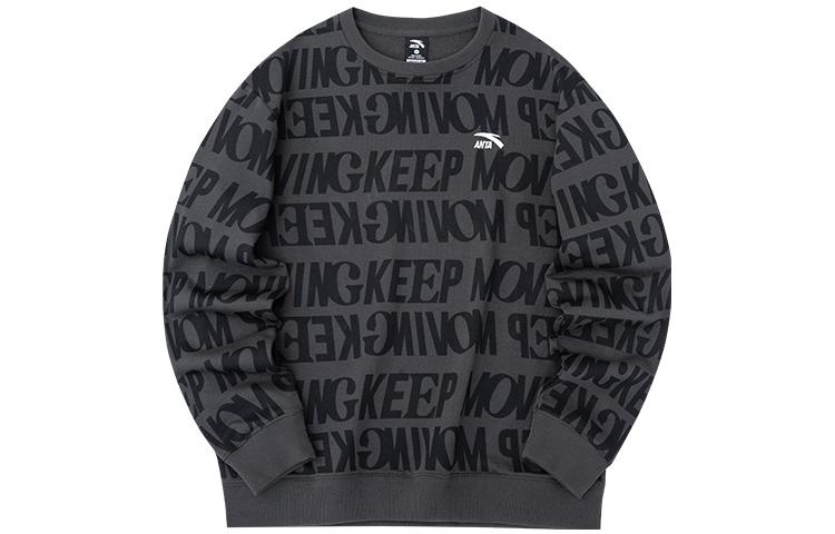Anta Lifestyle All-Over Print Crewneck Sweatshirt Unisex Mocha Gray 152238709-3