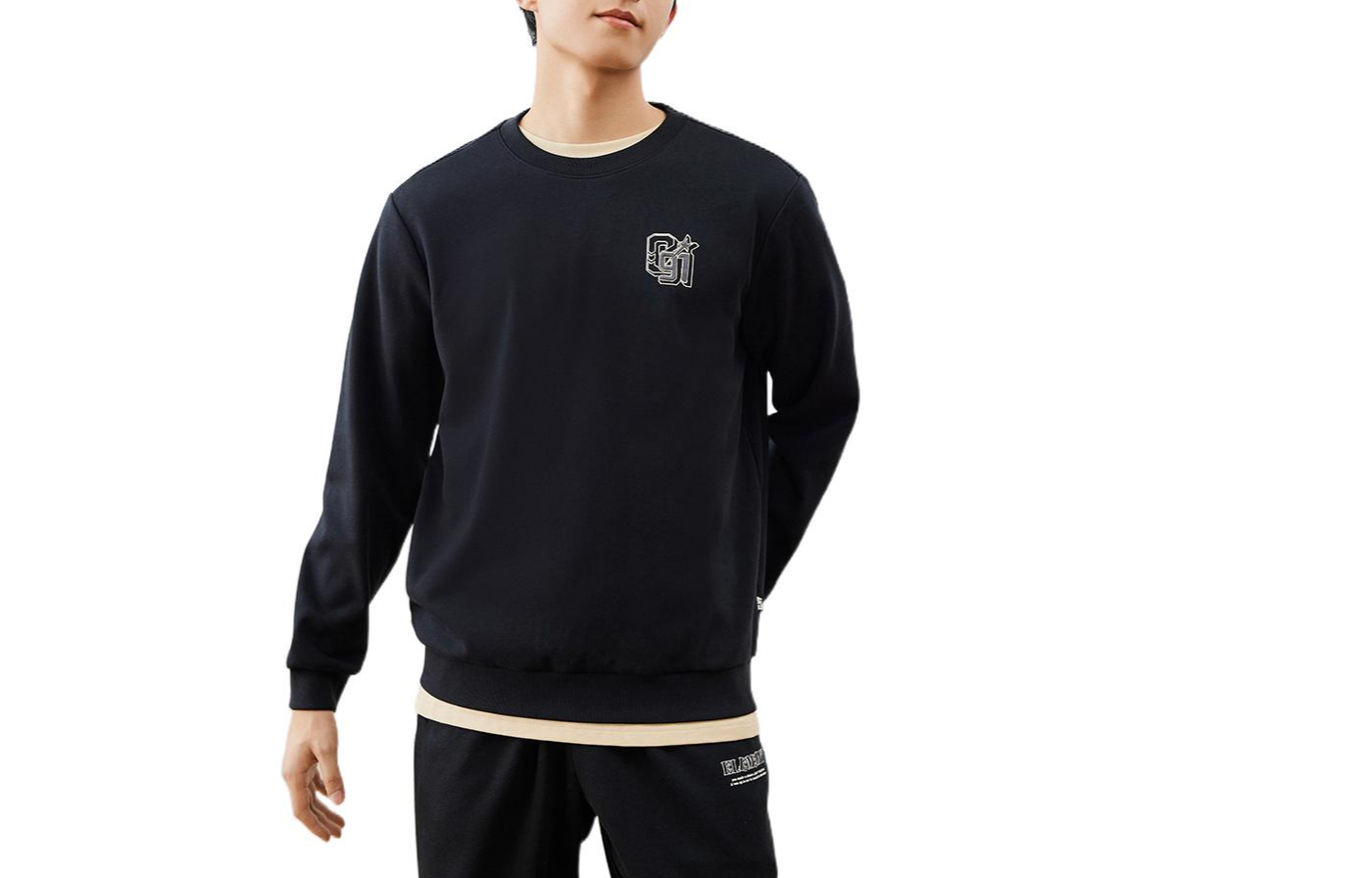 Anta Lifestyle Black Crewneck Sweatshirt Unisex with Logo Print 152248724-3