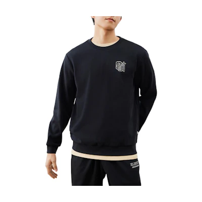 Anta Lifestyle Black Crewneck Sweatshirt Unisex with Logo Print 152248724-3