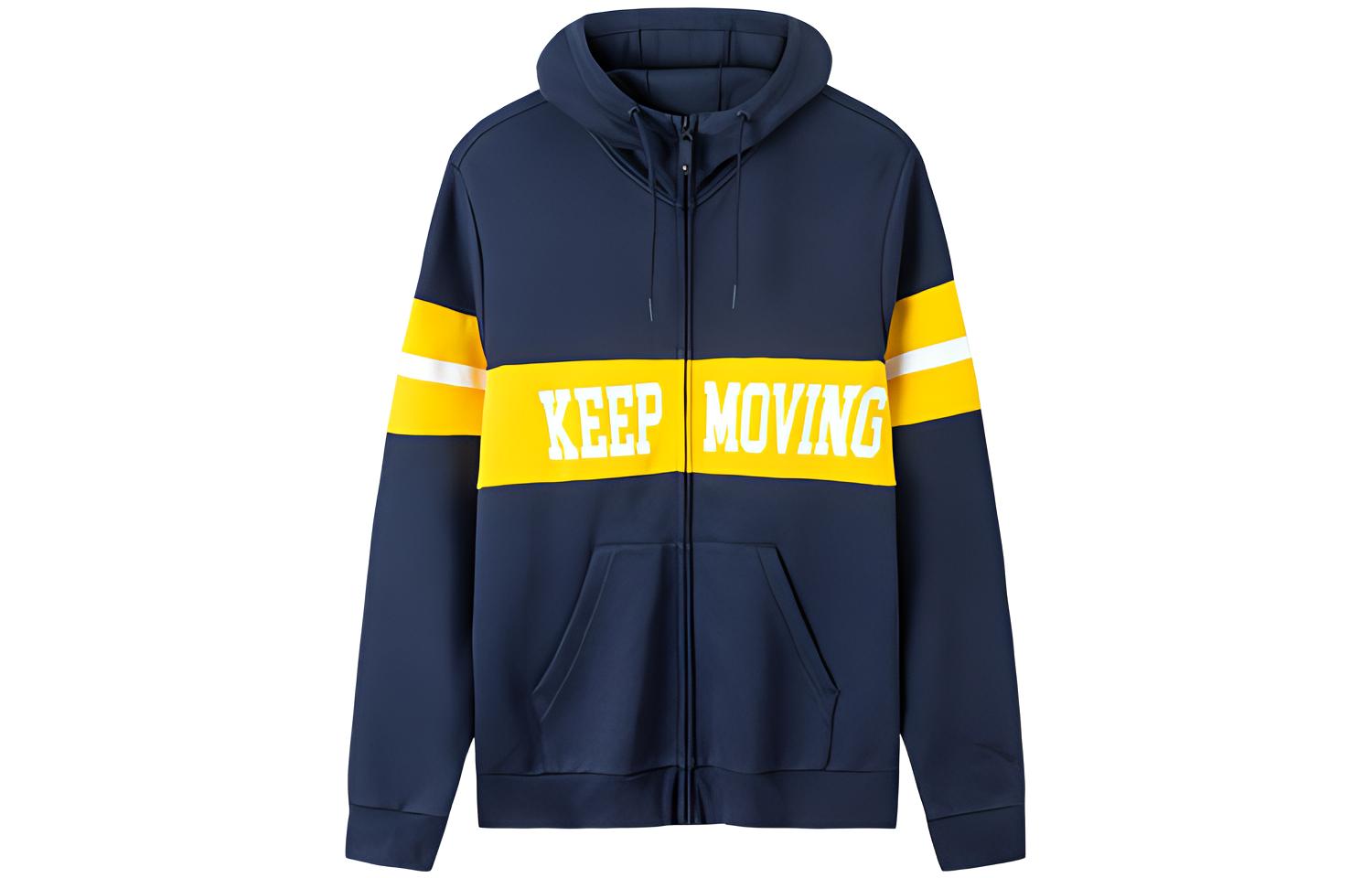 Anta Lifestyle Color-Block Letter Print Hooded Jacket Deep Blue 152118726-2