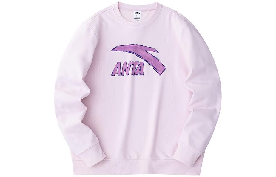 Anta Lifestyle Colorblock Logo Knit Pullover Sweatshirt Pink Unisex Casual 972418707-3