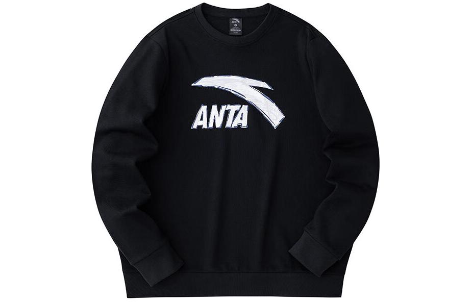 Anta Lifestyle Colorblock Logo Knit Pullover Sweatshirt Unisex Black-Grey 972418707-5