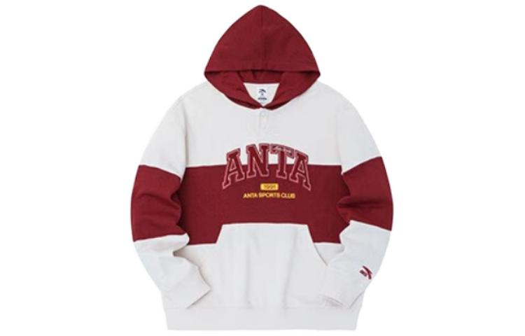 Anta Lifestyle Colorblock Stripe Letter Print Sweatshirt Unisex White 152338702-1