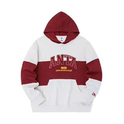 Anta Lifestyle Colorblock Stripe Letter Print Sweatshirt Unisex White 152338702-1