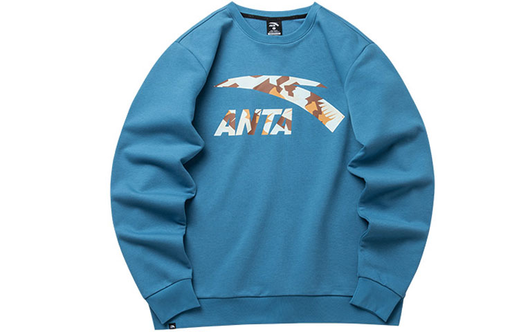Anta Lifestyle Crewneck Printed Long-Sleeve Sweatshirt Navy Blue - 952138737-12